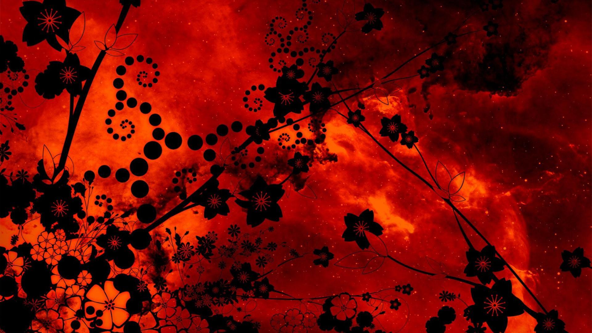 1920x1080 Black Orange Flower Wallpaper