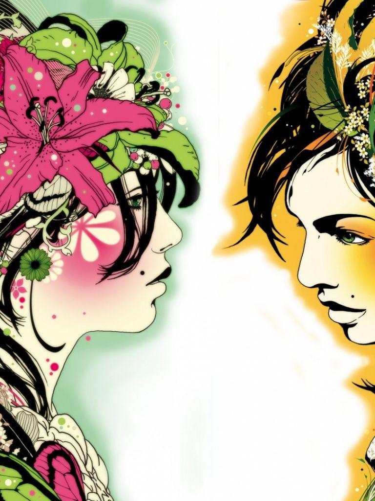 768x1024 Two Fashion Girls iPad wallpaper