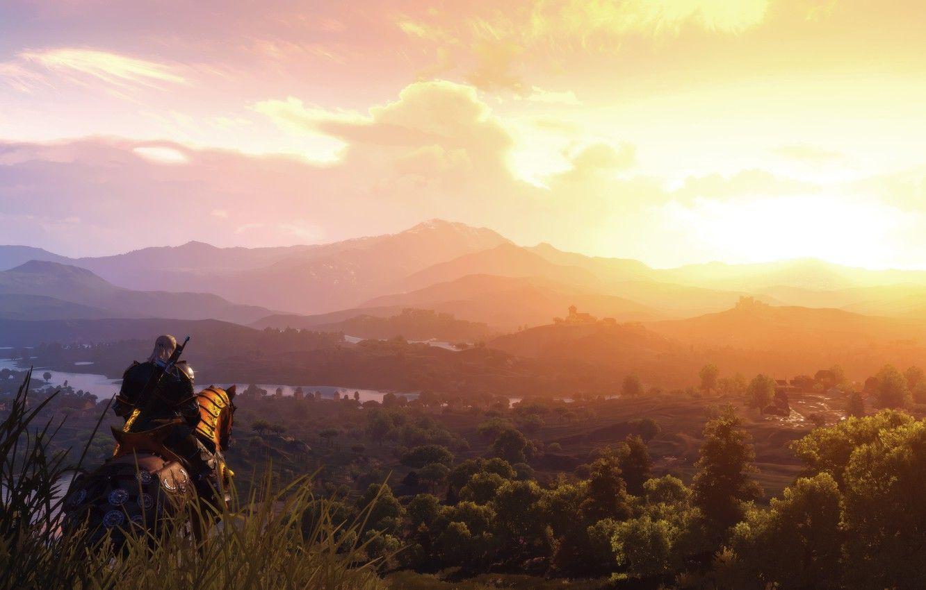 1332x850 Wallpaper landscape, rider, The Witcher Blood & Wine image