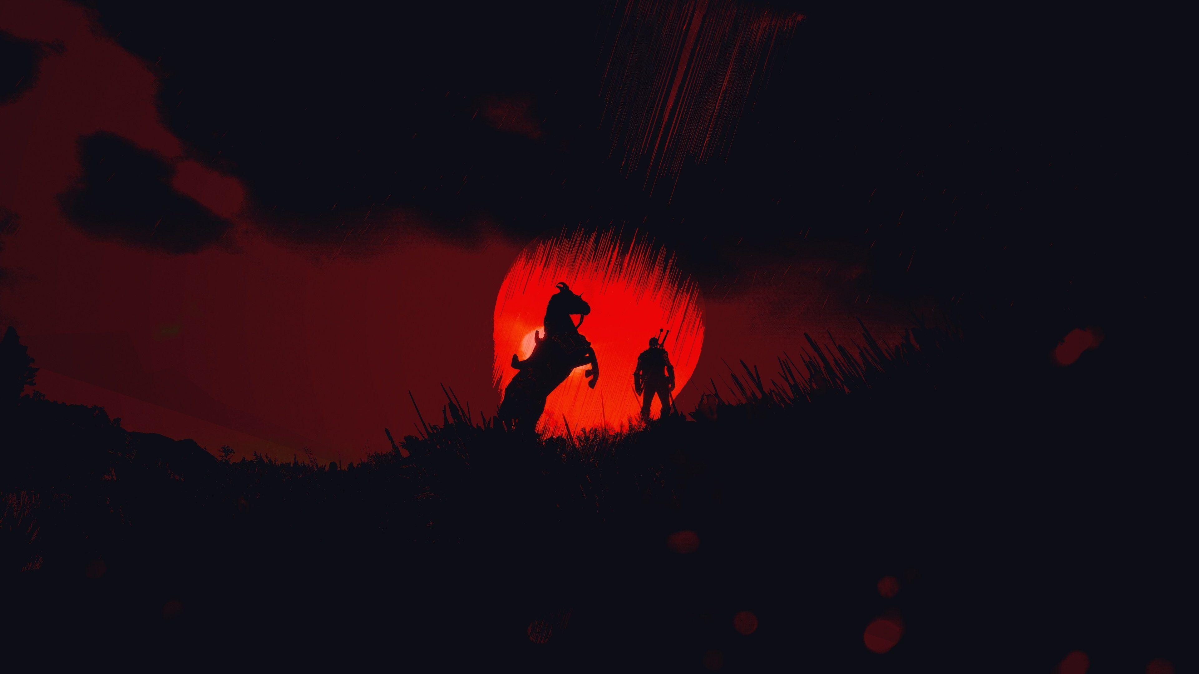 3840x2160 Minimalist Witcher Phone Wallpaper