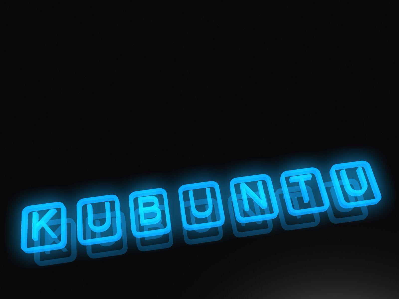 1600x1200 KUBUNTU Blue Neon Logo 04