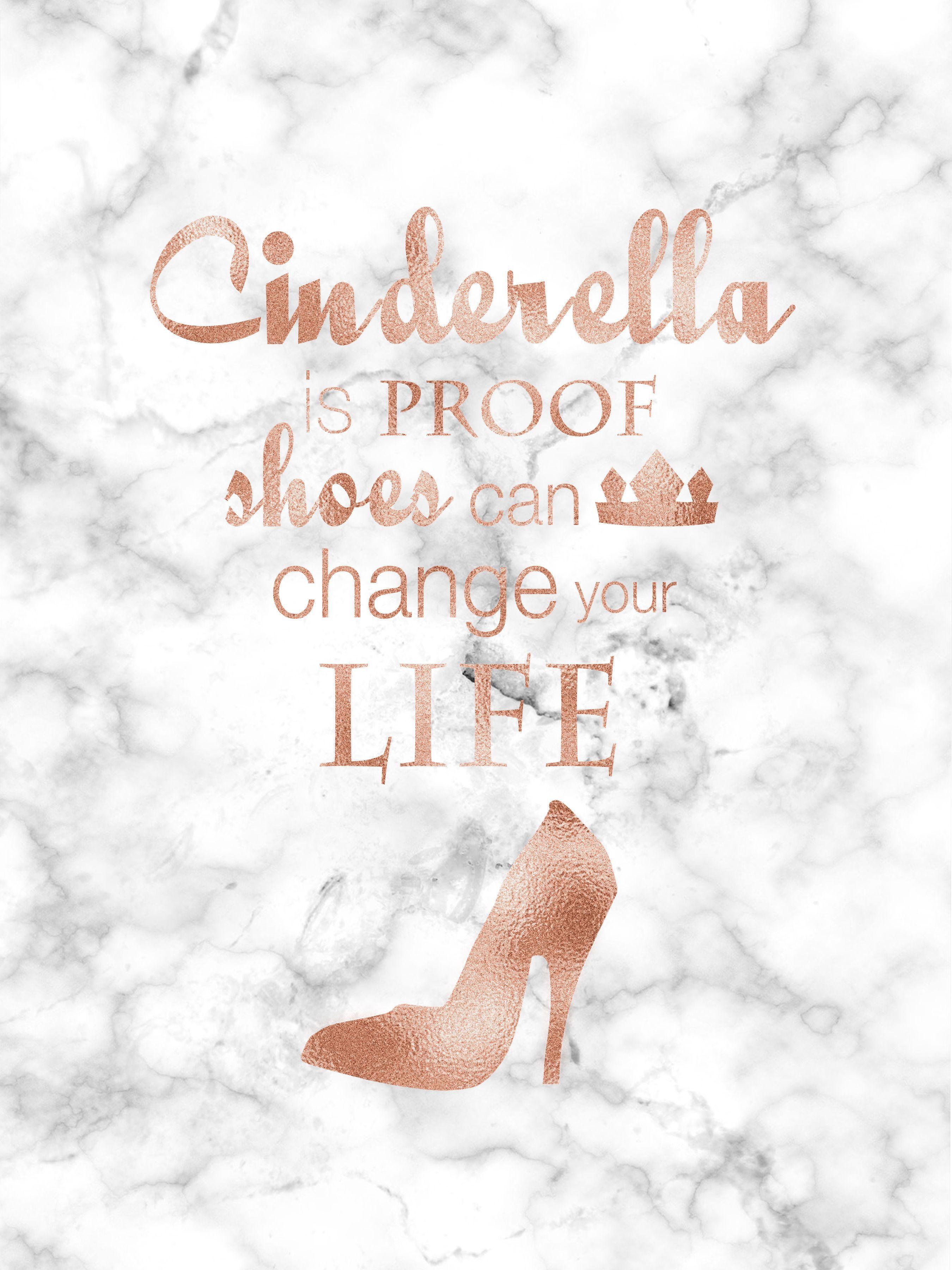 2700x3600 Cinderella Wall Art, Rose Gold Decor, Rose Gold Printable, Rose