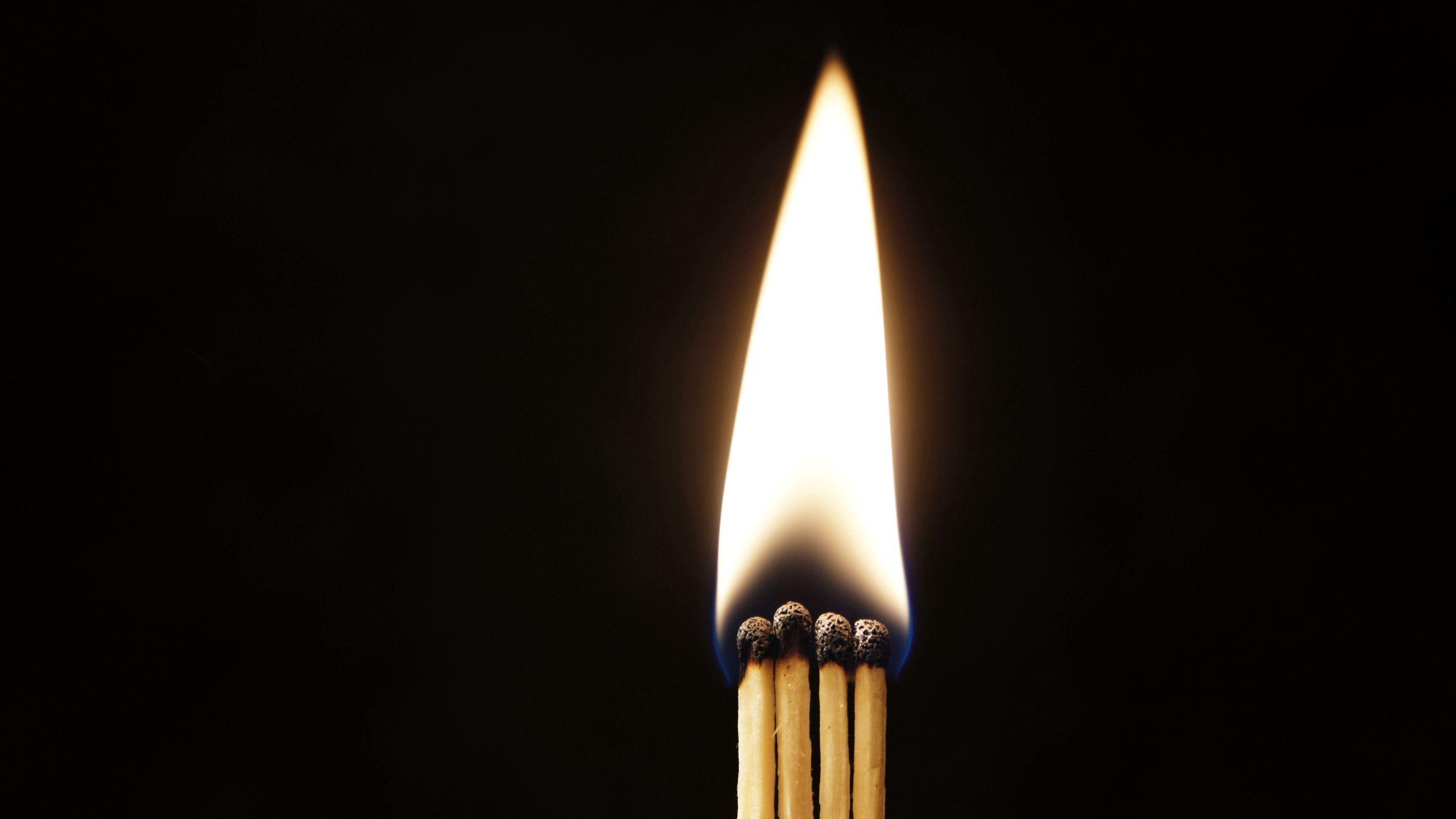 2560x1440 Download wallpaper 2560x1440 matches, fire, background, dark