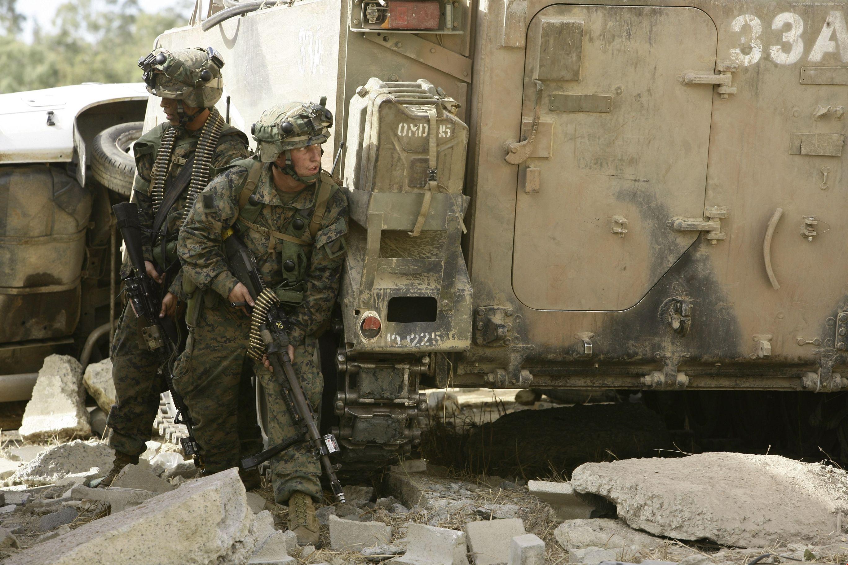 2736x1824 3k U.S. Marine, soldier, training, rifle, vehicle, M LMG, U.S