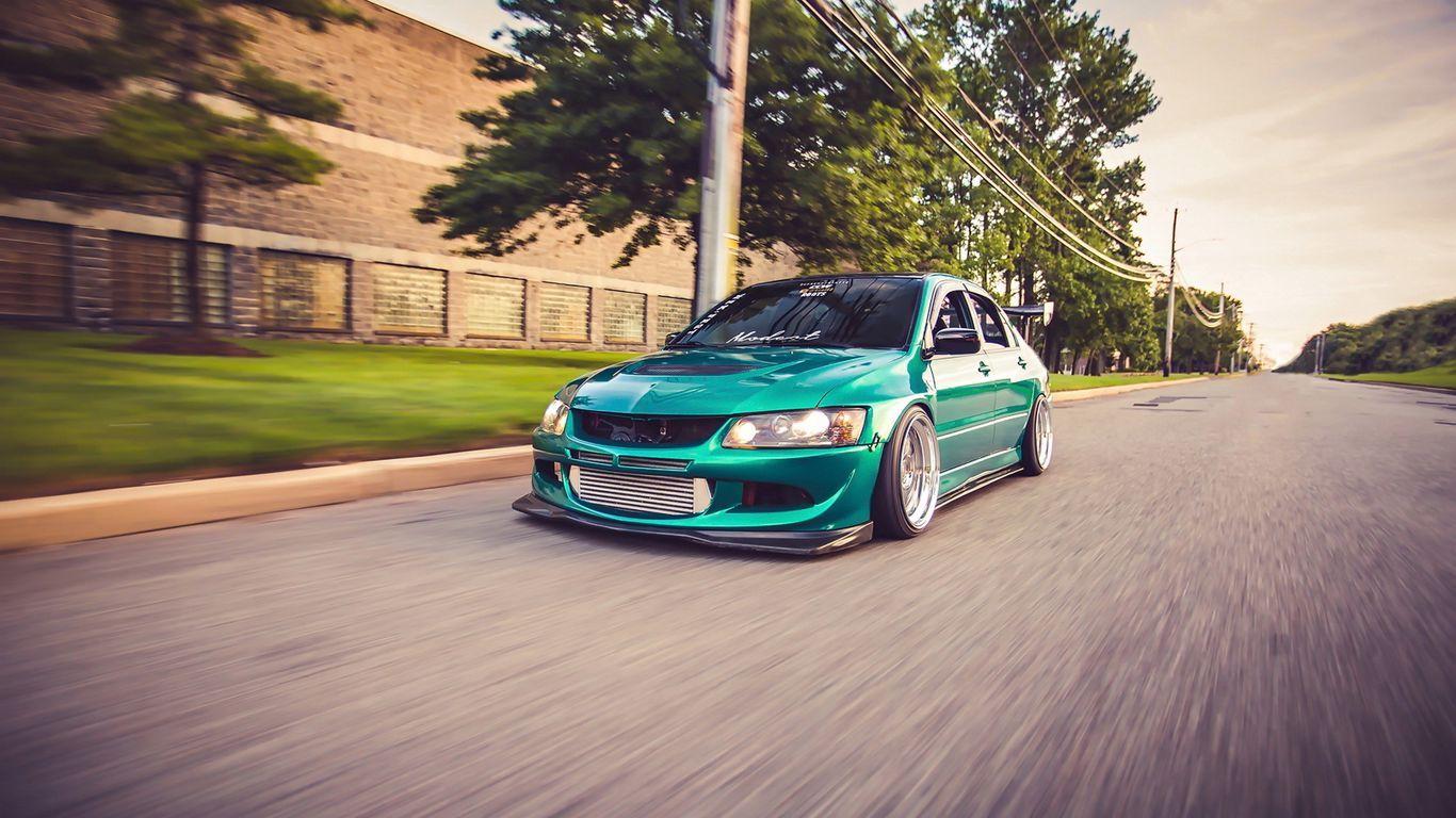 1366x768 Download wallpaper 1366x768 mitsubishi, evo mitsubishi lancer, car, tuning tablet, laptop HD background
