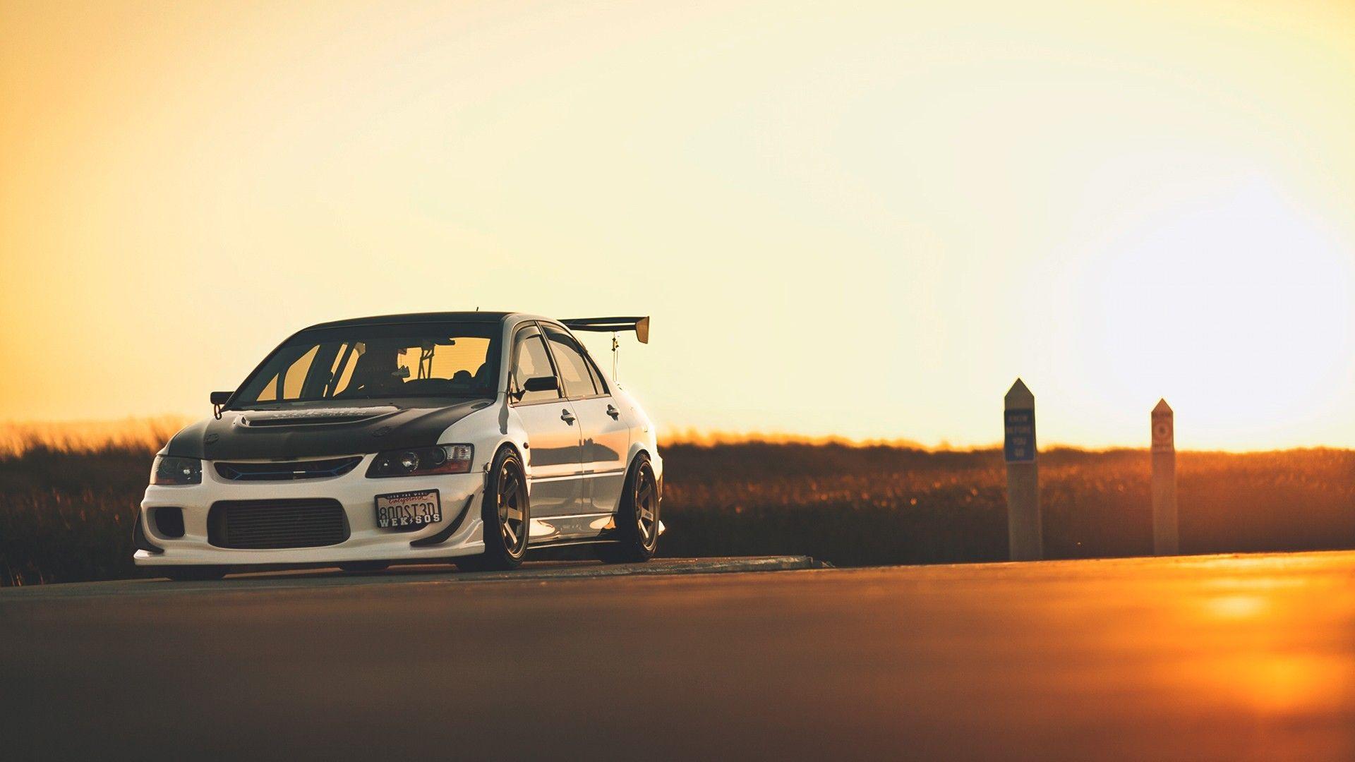 1920x1080 car, Sunset, Mitsubishi, Evo Wallpaper HD / Desktop and Mobile Background