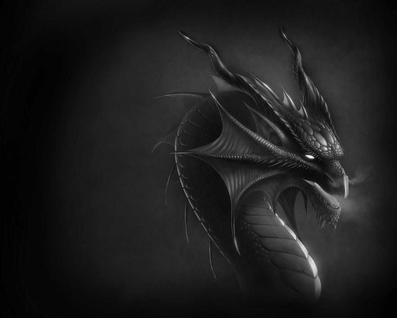 1280x1024 Black Dragon Wallpaper HD