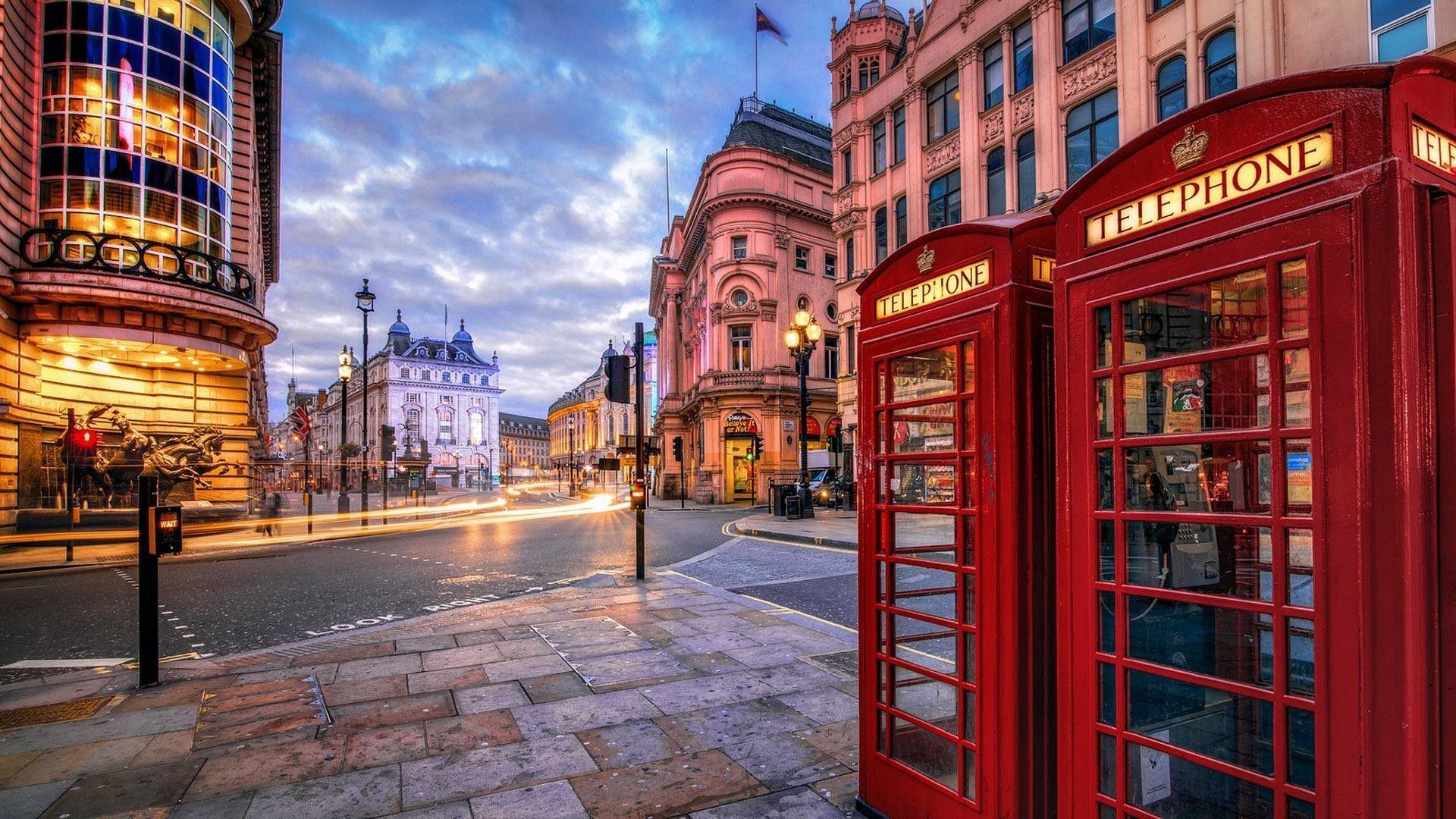 1920x1080 Telephone Tag wallpaper: London Bus City Telephone Street Red