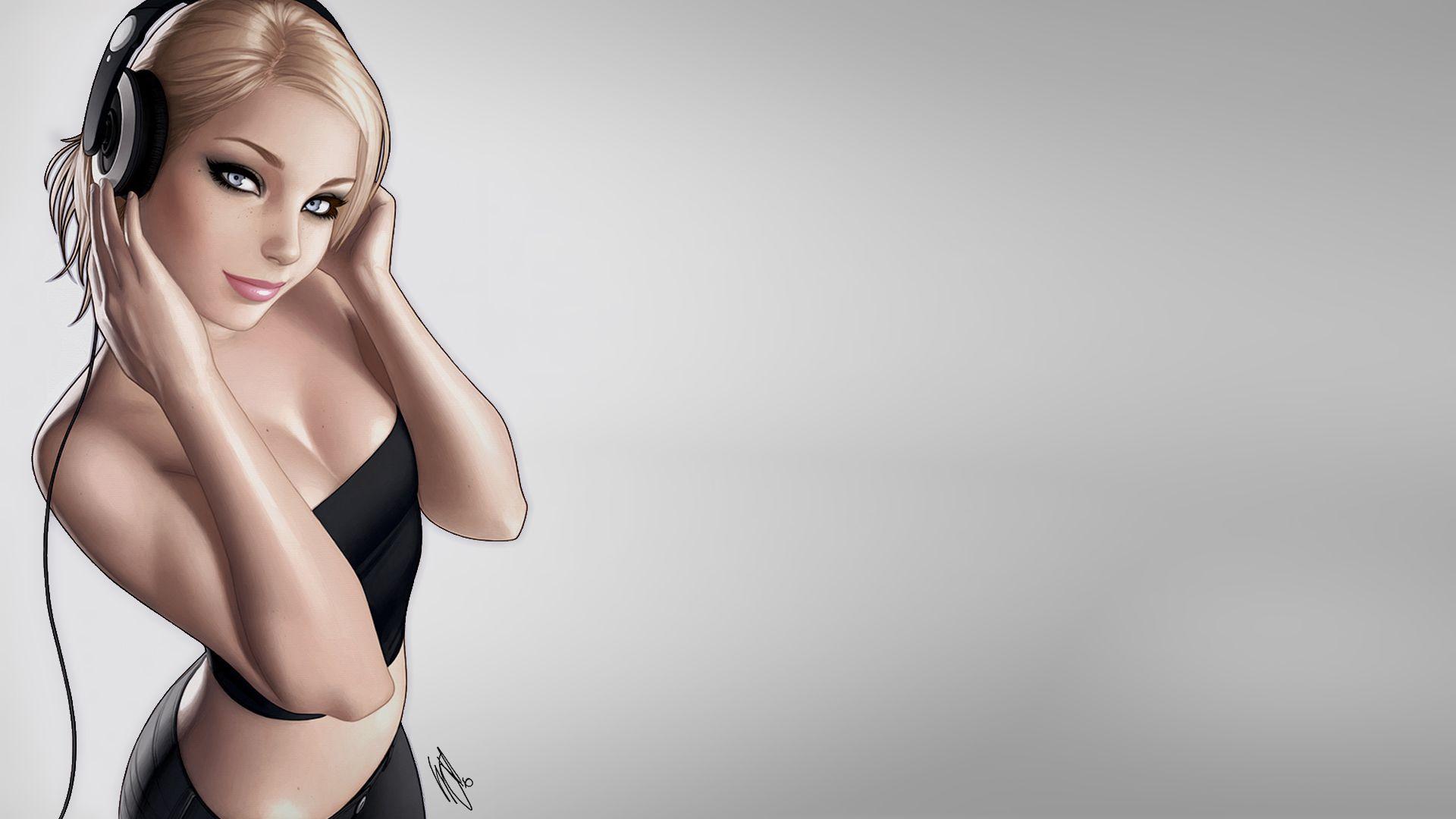 1920x1080 Music Headphone Girl Artwork, HD Music, 4k Wallpaper, Image
