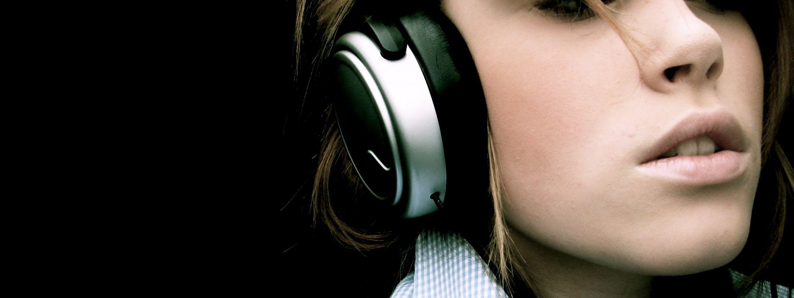 2560x960 russian woman beautiful. Girl with headphones, Headphones, Music