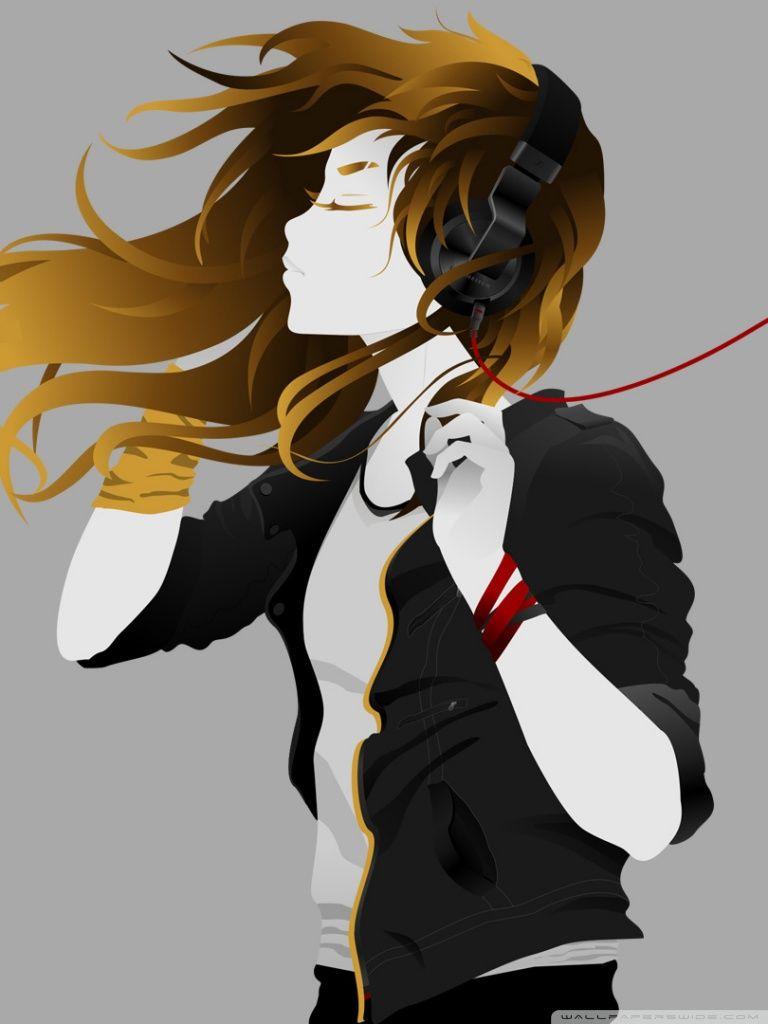 768x1024 Girl with Headphone CS9 Fx Design Ultra HD Desktop Background