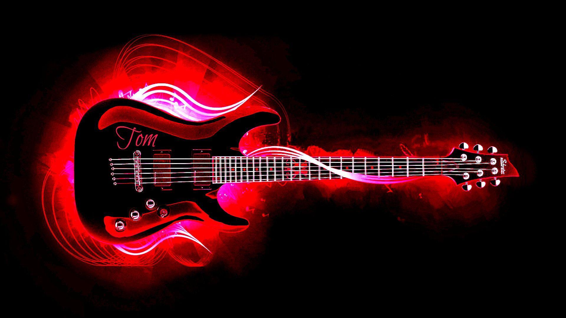 Red Bass Guitar Wallpaper