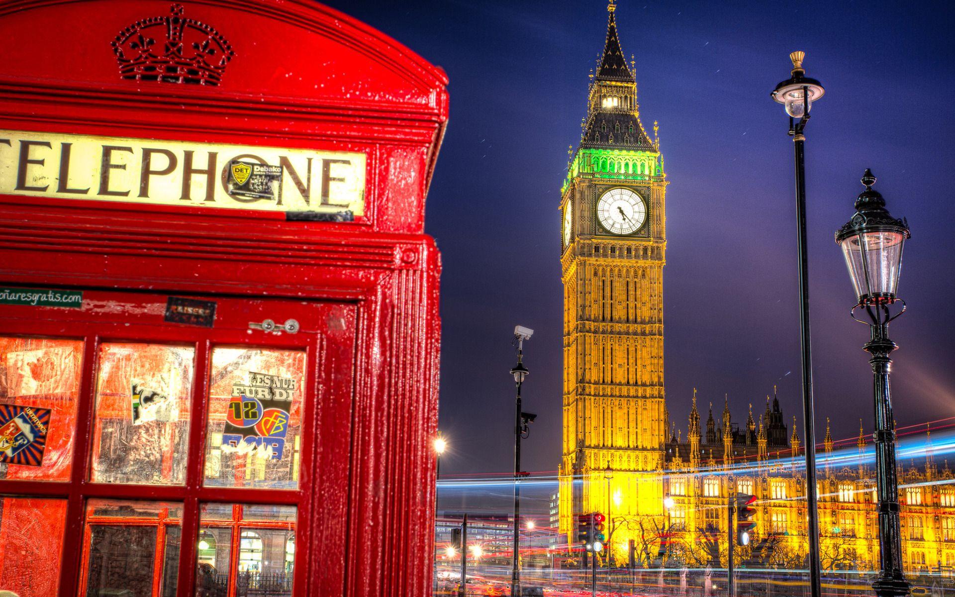 1920x1200 Phone Booth, Big Ben, London, England widescreen wallpaper. Wide