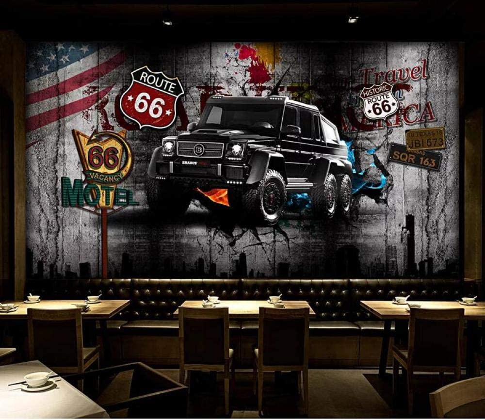 1000x866 Mural Wallpaper Europe and The United States Retro Cement Wall Car