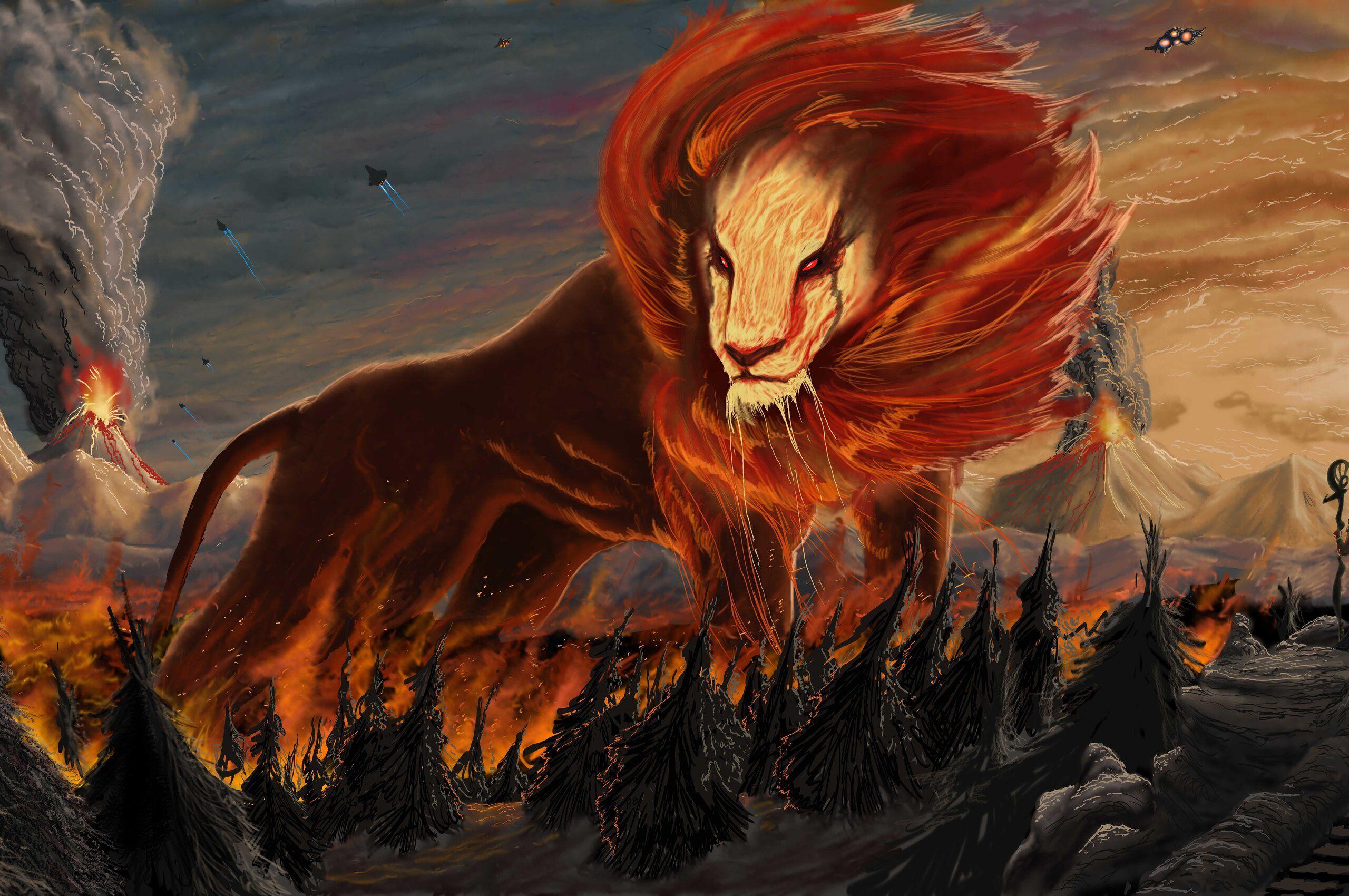 2560x1700 Lion Flames Scifi Abstract Explosion 10k Chromebook