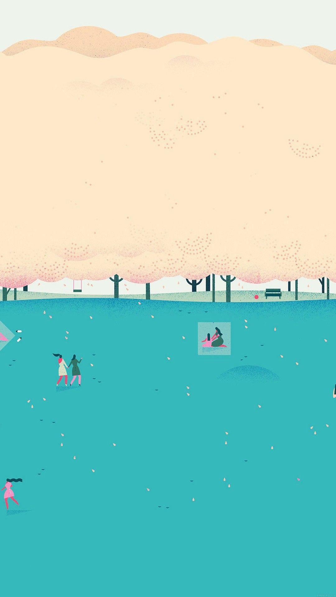 1080x1920 Google Lollipop Blue Picnic Illust Art iPhone Wallpaper Download