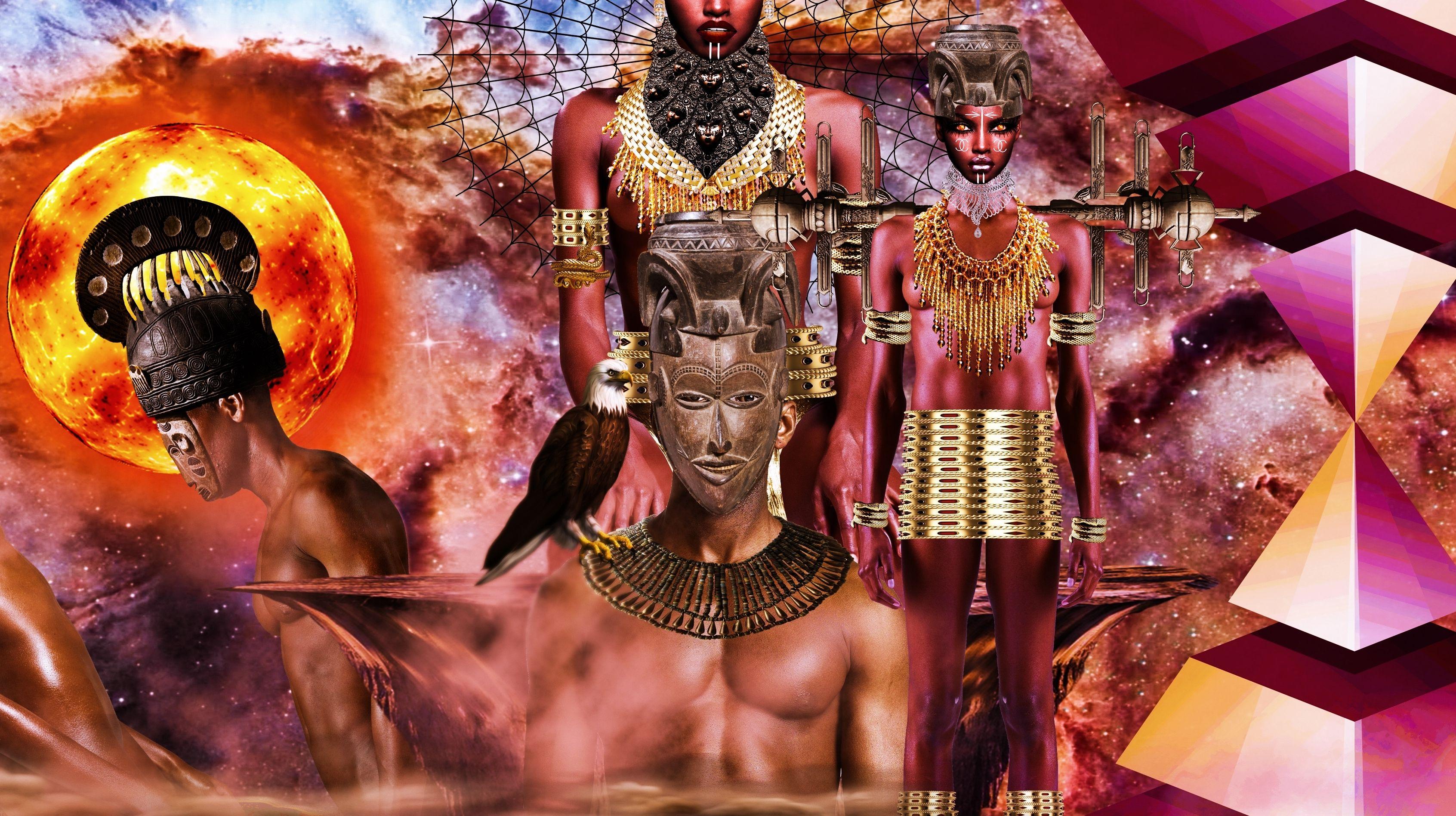 3384x1896 Sirius Ugo Art Image Ichi Ala Ana Ani African Goddess Art Background, Download Wallpaper