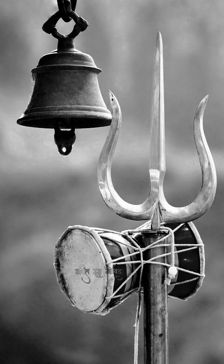 736x1194 Metal Bell with Horns Decor. Shivji damru, Maha shivratri aesthetic image, Shivji aesthetic image