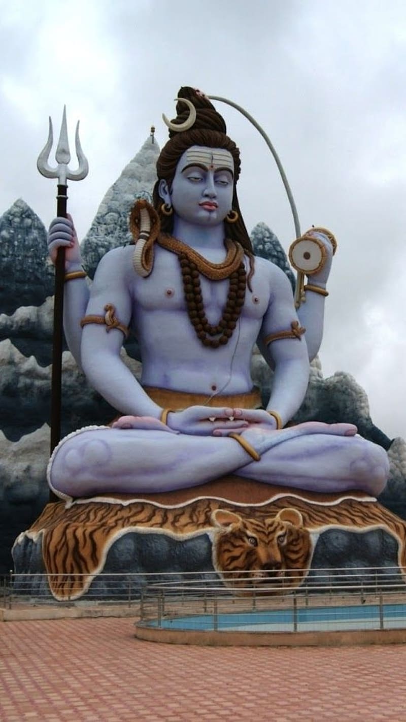 800x1422 Lord Shiva With Damru, lord shiva, damru, statue, god, mahadev, meditation, HD phone wallpaper