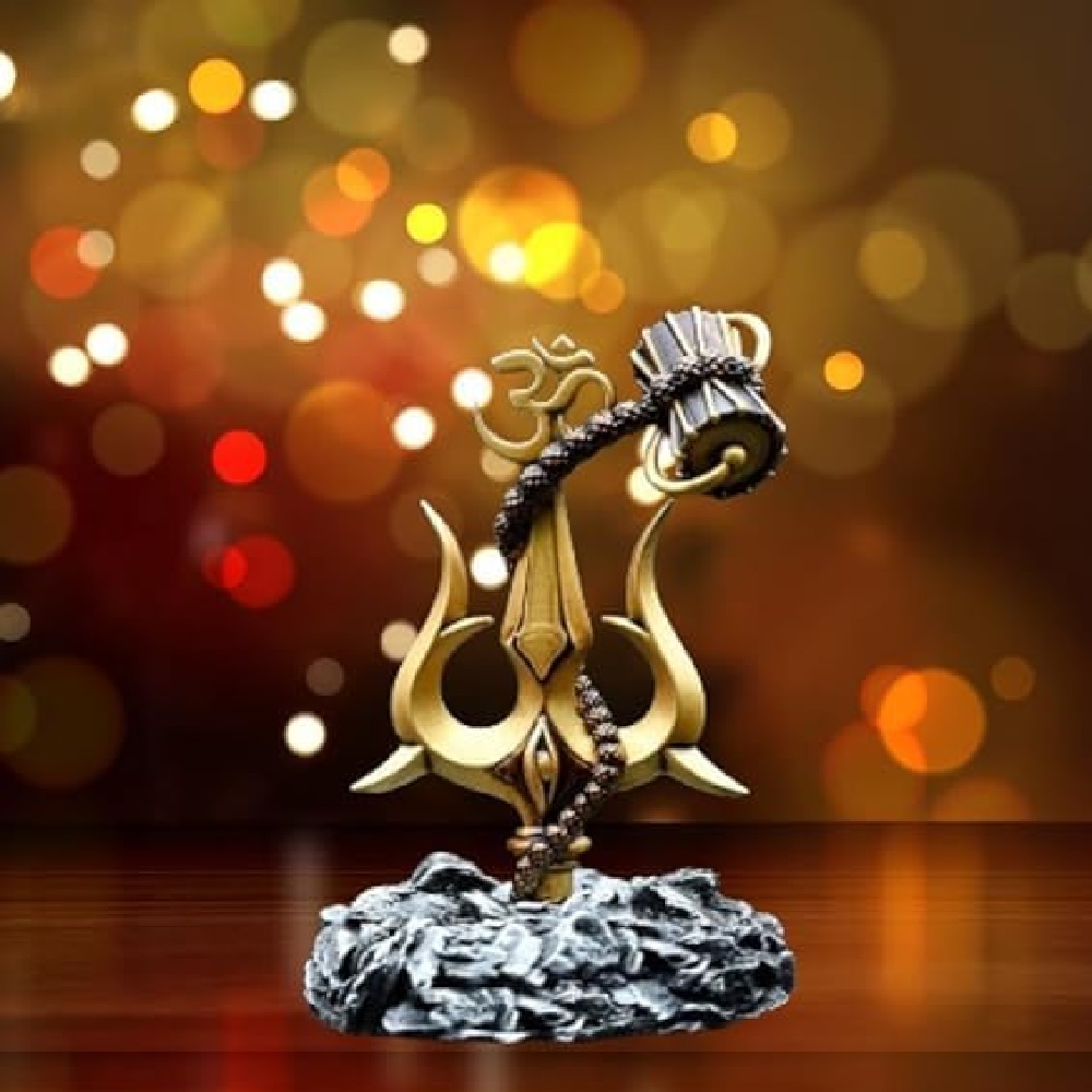 1000x1000 Trishul With Damru Size Approx 6.88 inch