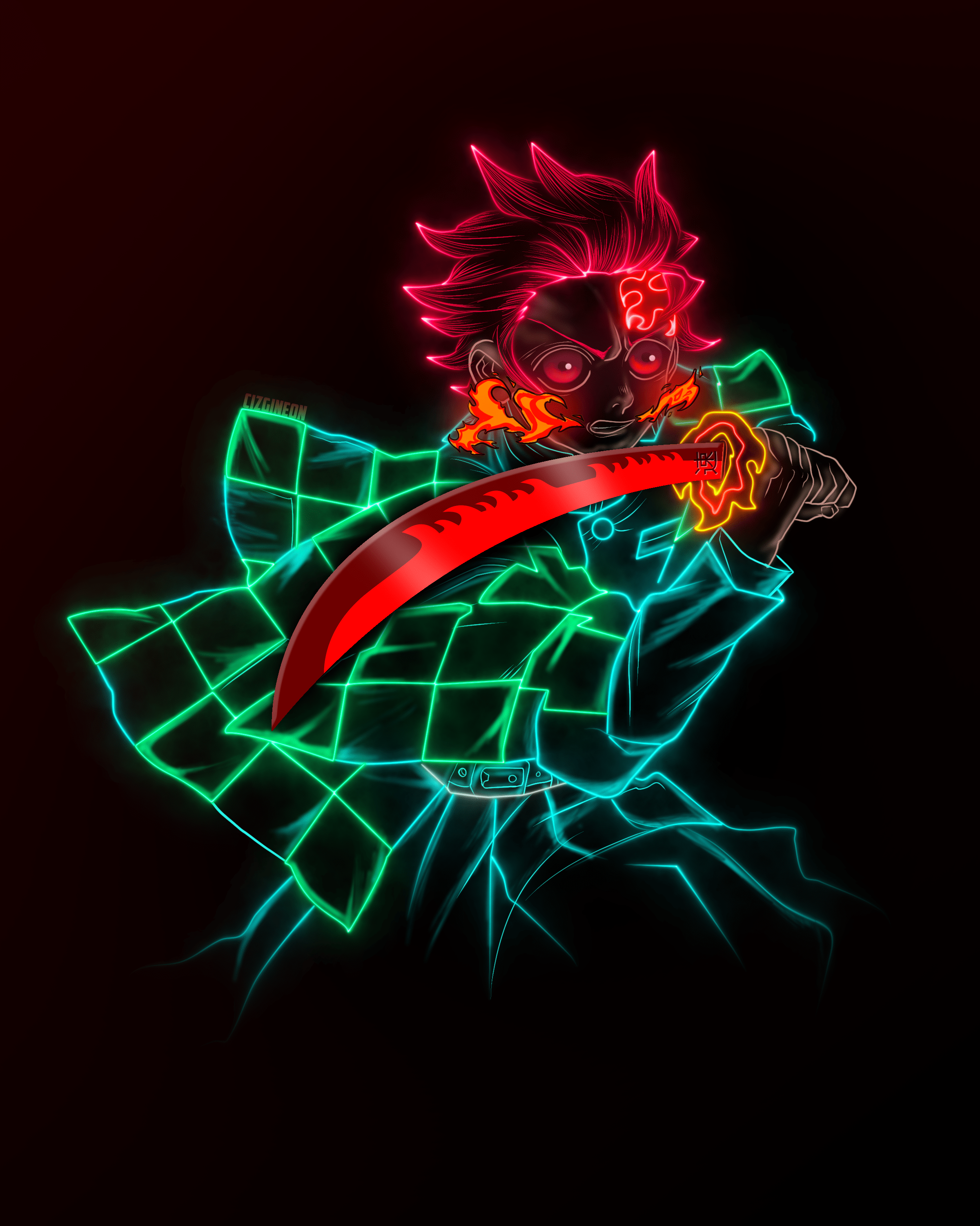 2400x3000 Artwork Tanjiro Kamado Neon by me!