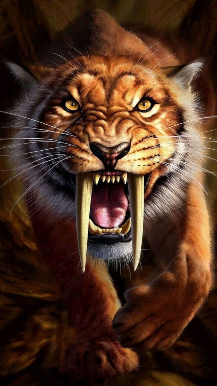 736x1308 Саблезубый тигр настроен недоброжелательно. Tooth tiger, Teeth, Airbrush