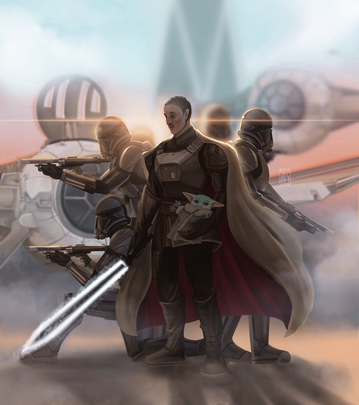 1420x1600 Mandalorian Vs Moff Gideon Wallpaper