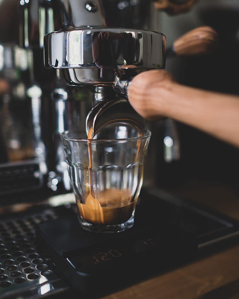 800x1000 Coffee, glass, coffee machine, metallic, drink, HD phone wallpaper