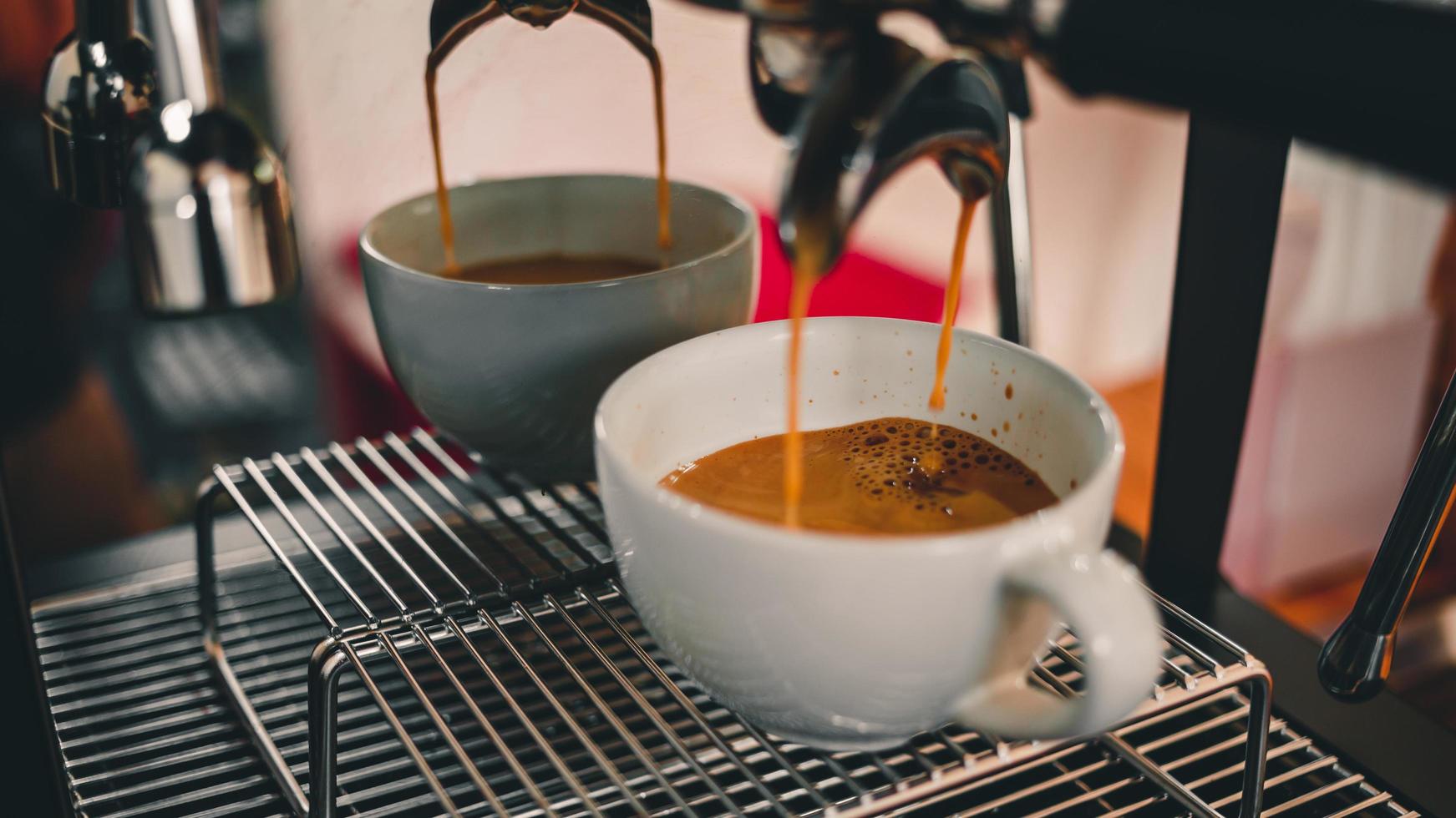 1743x980 Close Up Of Espresso Pouring From Coffee Machine Flowing Into The Coffee Cup Make Coffee For Customers In The Cafe