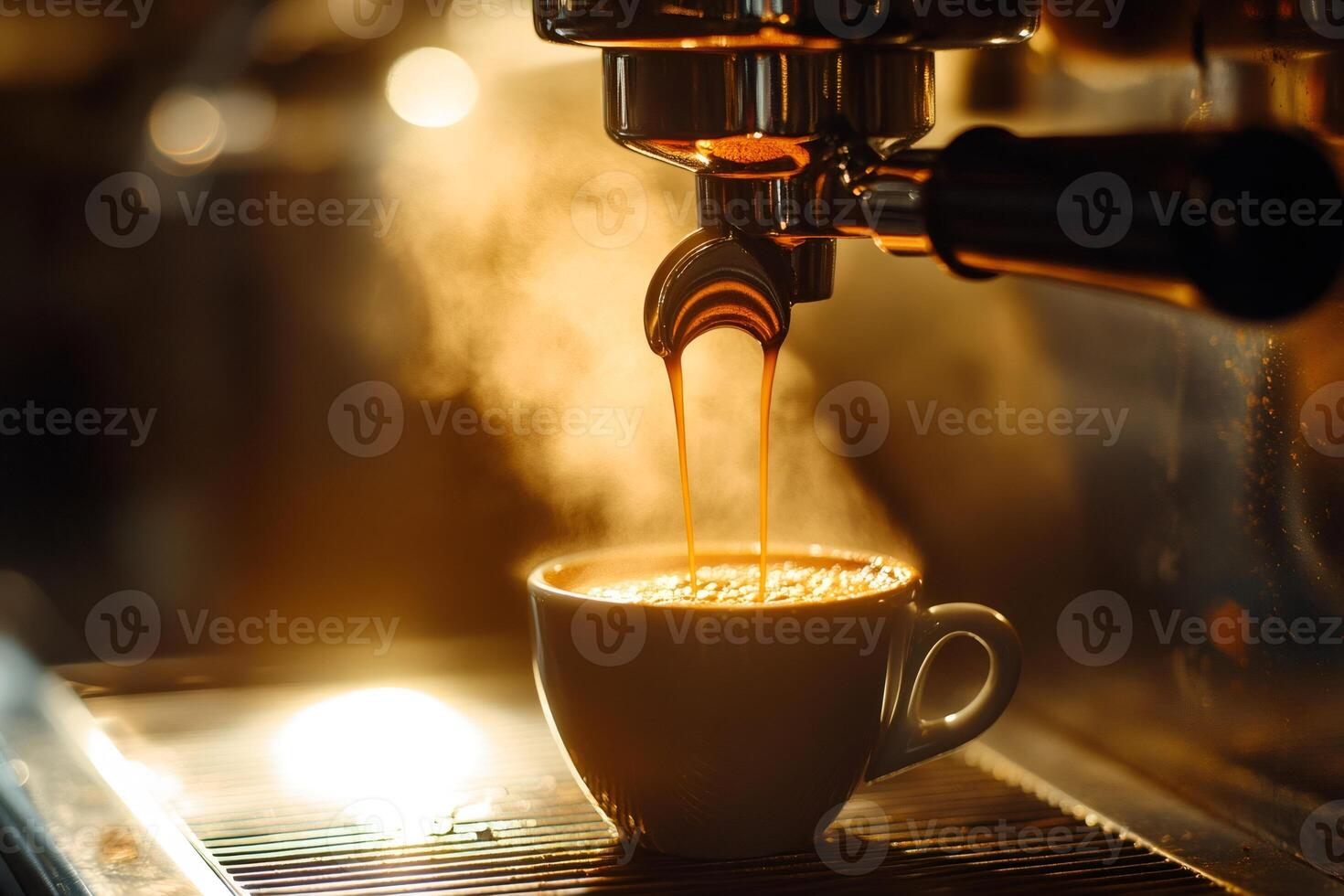 1470x980 Espresso extraction creating a rich coffee in a glass cup with beautiful depth of field lighting in the background