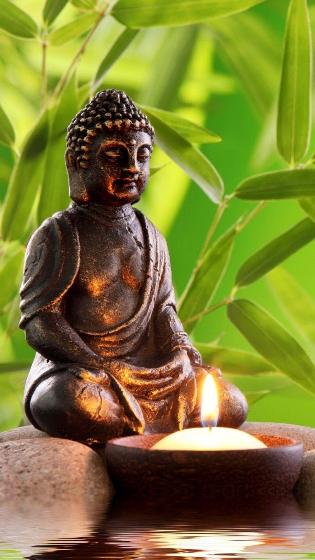 Buddha Statue On A Rock Lakeside Natural Spa Background With Asian Spirit  Tranquility In Green Nature Web Banner Concept With Copy Space Stock Photo  - Download Image Now - iStock