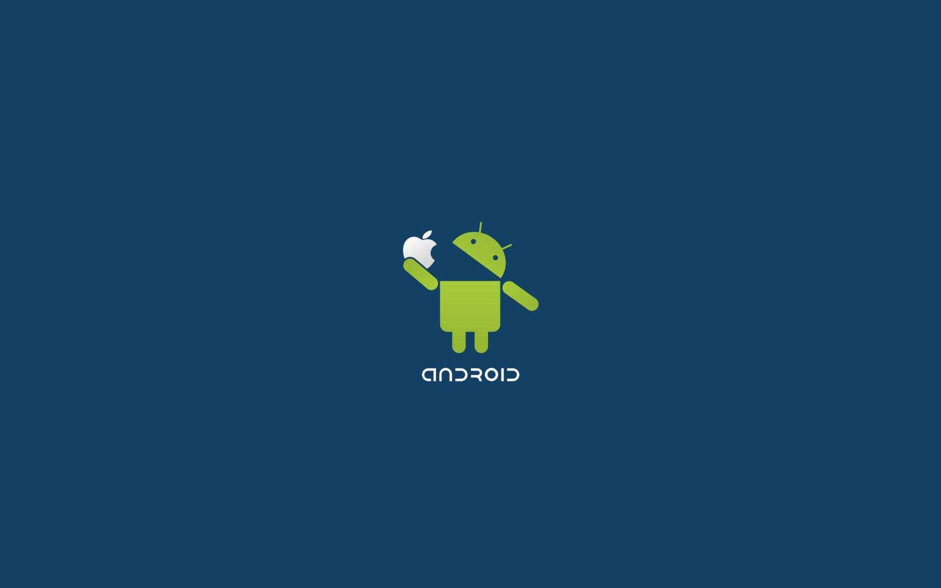 1920x1200 Android Eating Apple Logo HD Desktop Wallpaper Background download