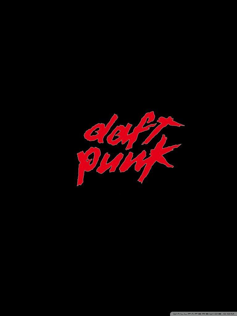 768x1024 Daft Punk Red Logo Ultra HD Desktop Background Wallpaper