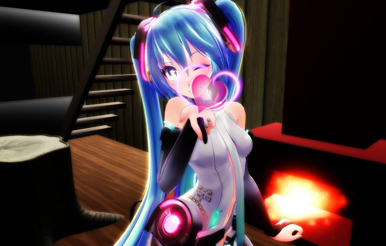 1332x850 Wallpaper lights, stump, headphones, ladder, gloves, vocaloid