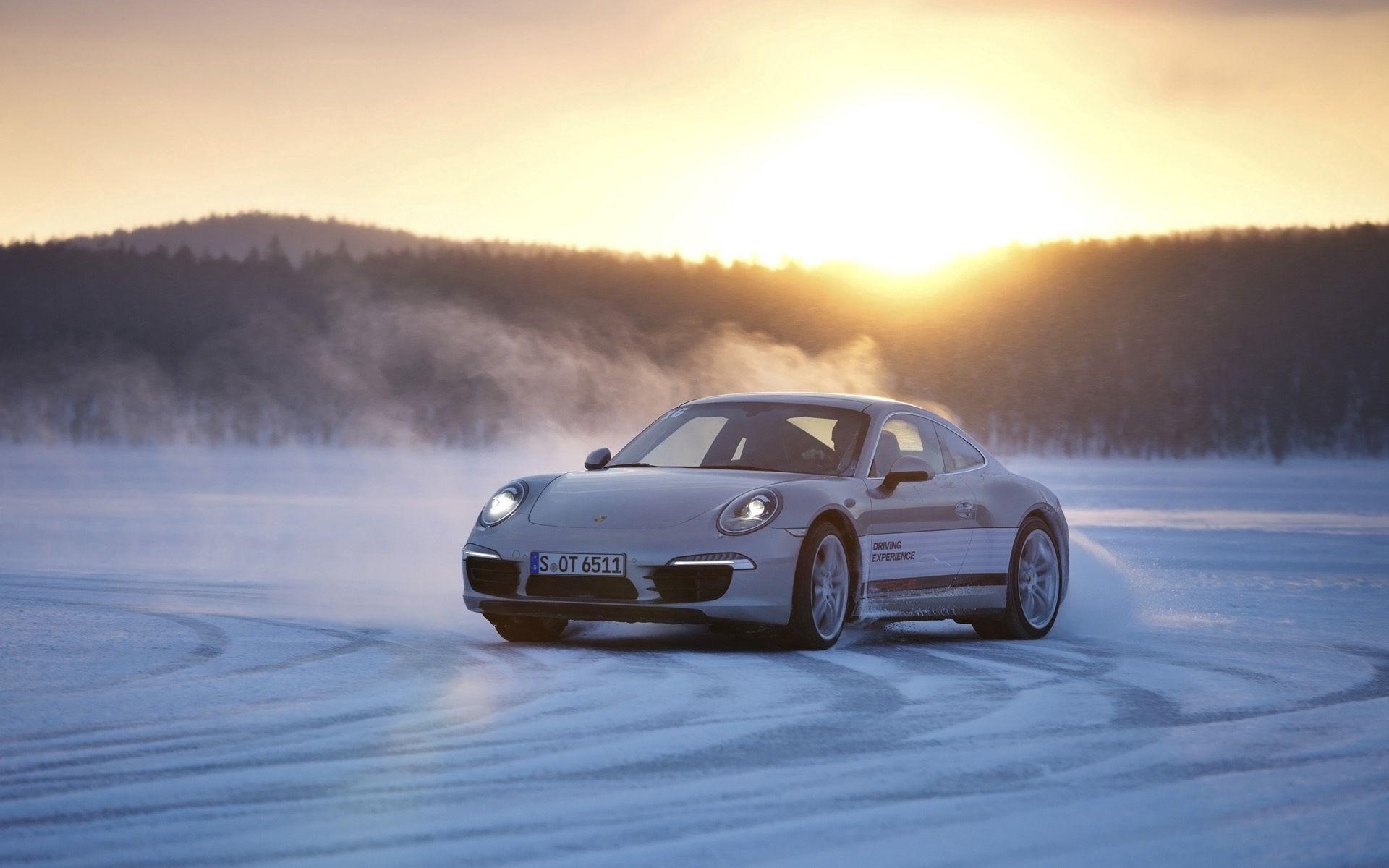 1920x1200 Download wallpaper 1920x1200 porsche, white, winter, snow