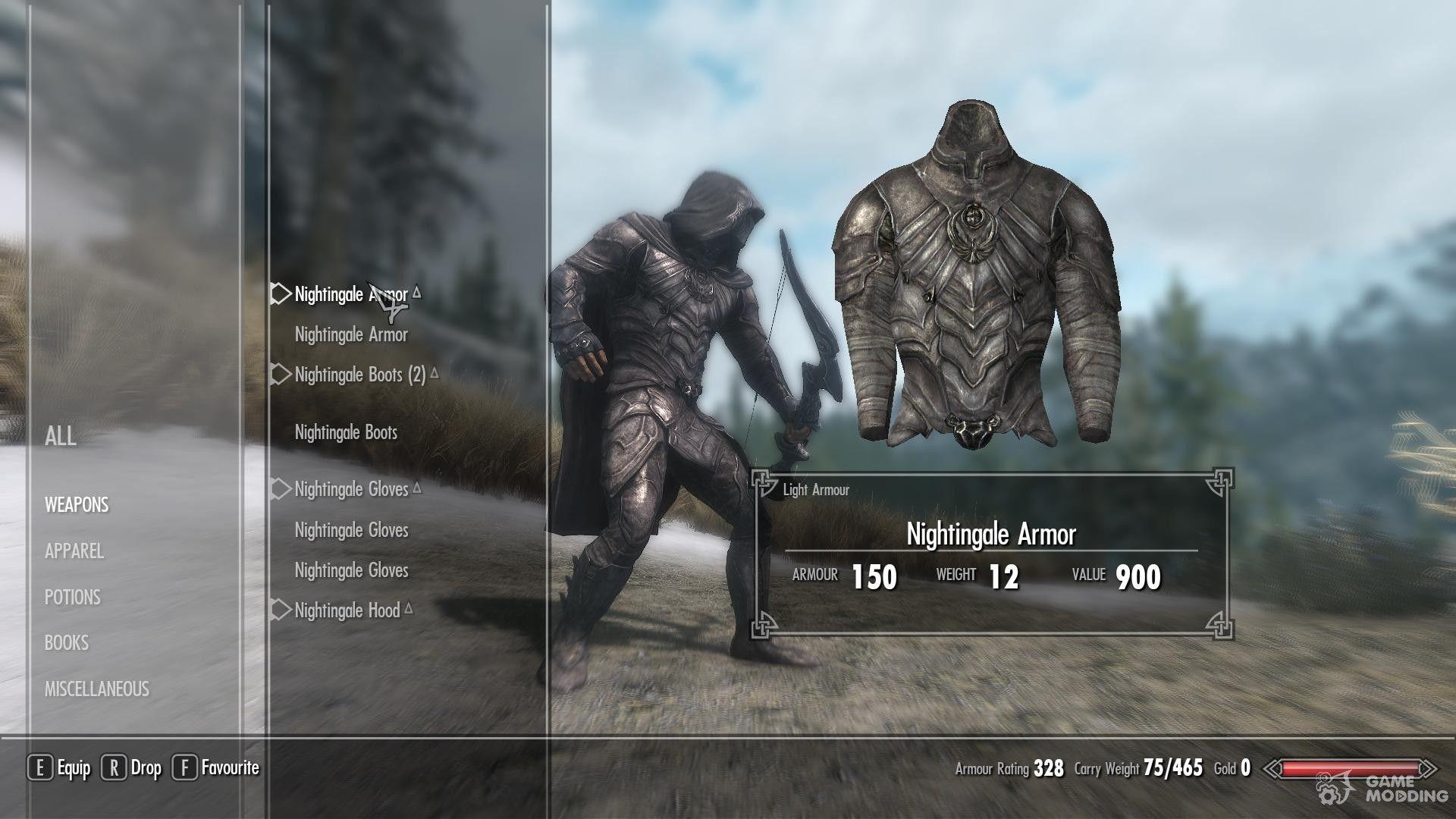 1920x1080 Craftable Nightingale Armor and Bow for TES V: Skyrim