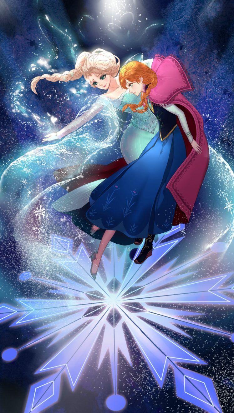 748x1322 Princess Elsa, Princess Anna, Cartoon, Frozen (movie), Fan art Wallpaper HD / Desktop and Mobile Background
