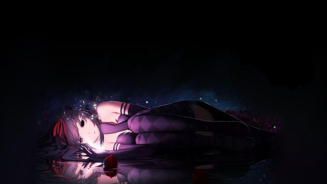 1245x700 Girl lonely tokyo ghoul dark black blur rose woman space wallpaper