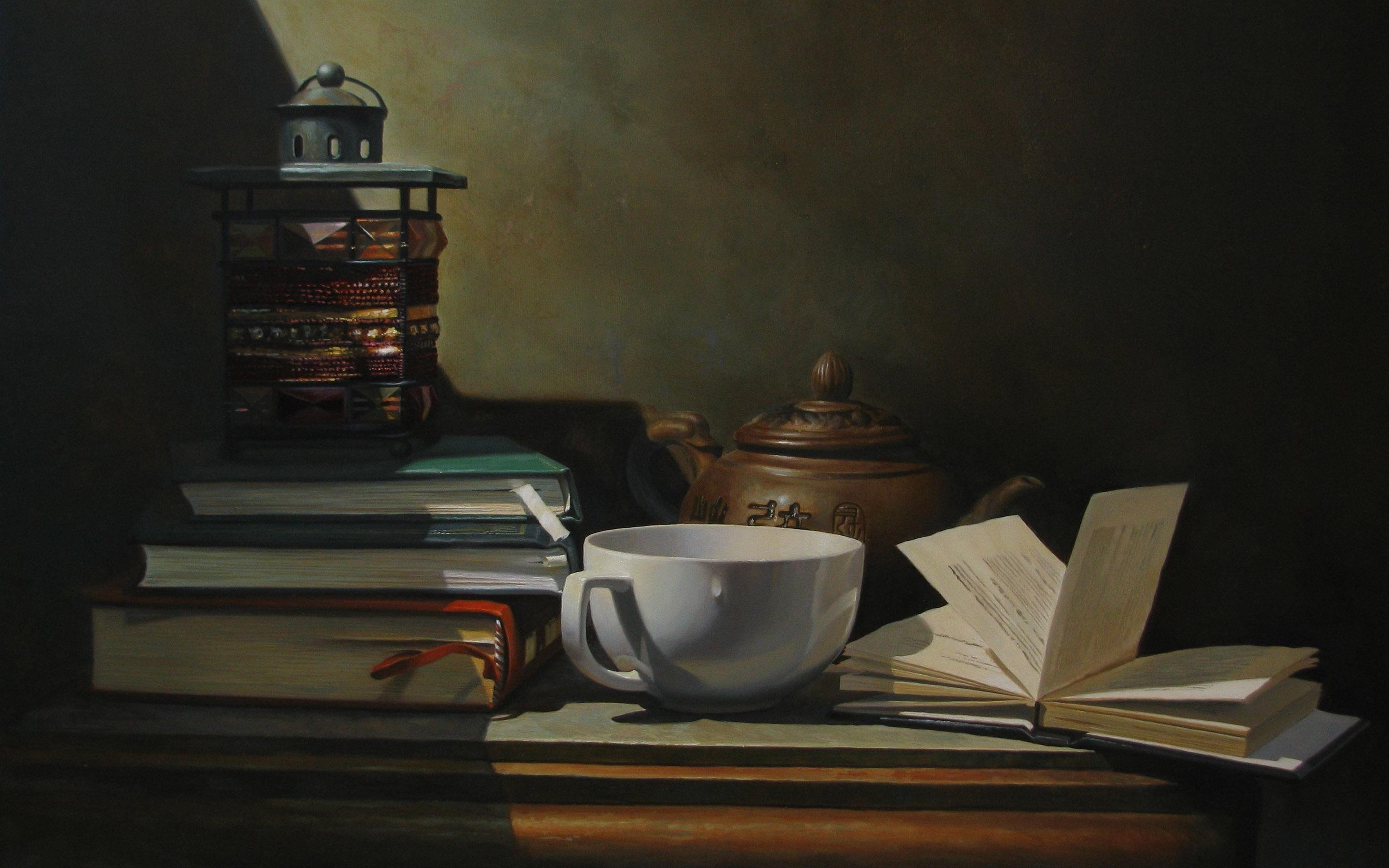 2880x1800 Tea and Books Art Wallpaper Background 62734 2880x1800px