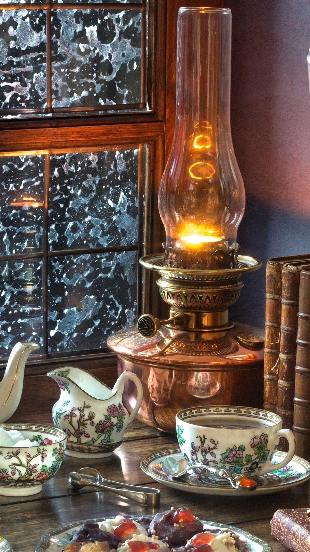 1080x1920 Books, Lamp, Tea, Window 1080x1920 IPhone 8 7 6 6S Plus Wallpaper