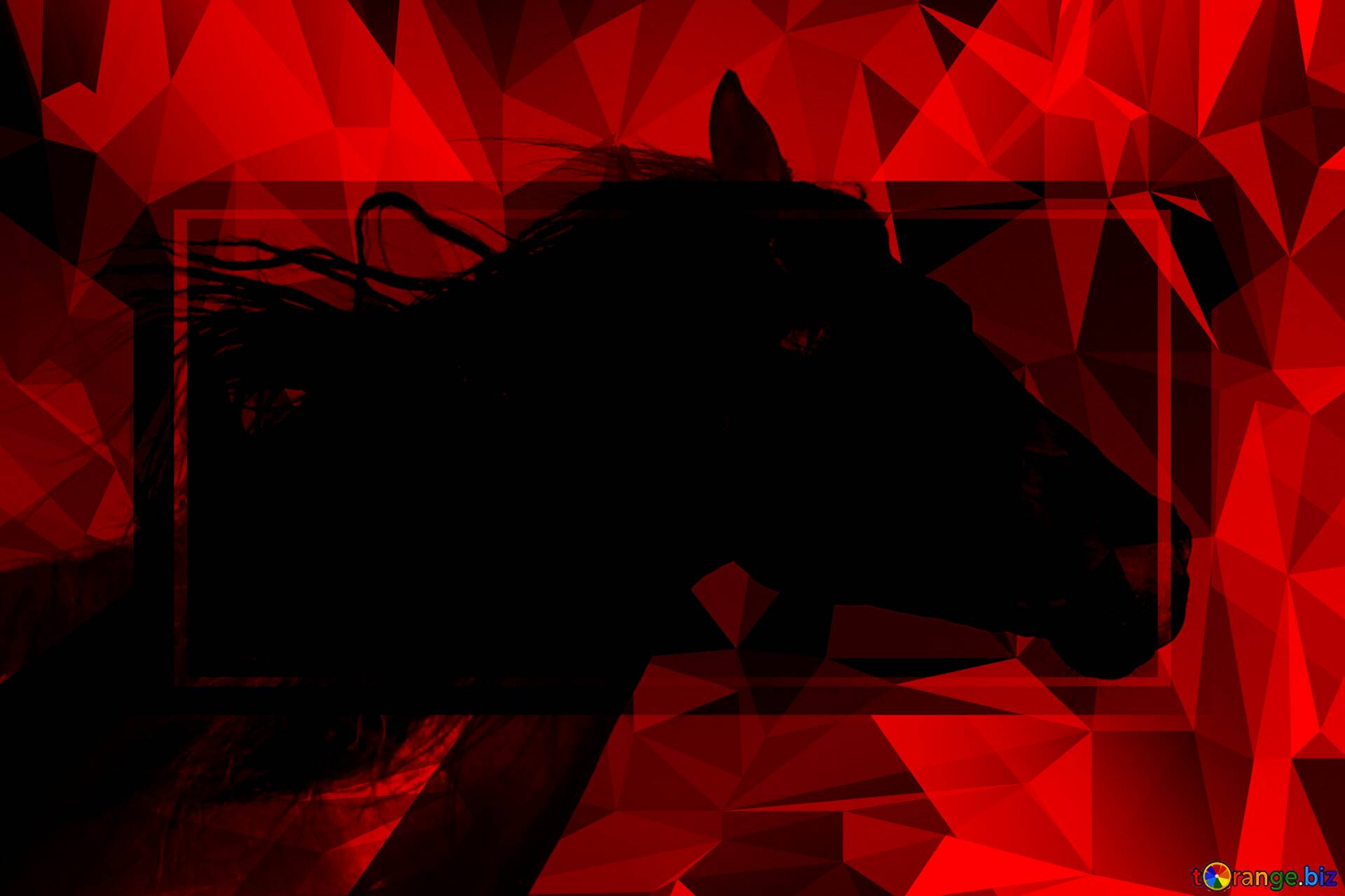 1920x1280 Download free picture Black Horse portrait Polygonal abstract