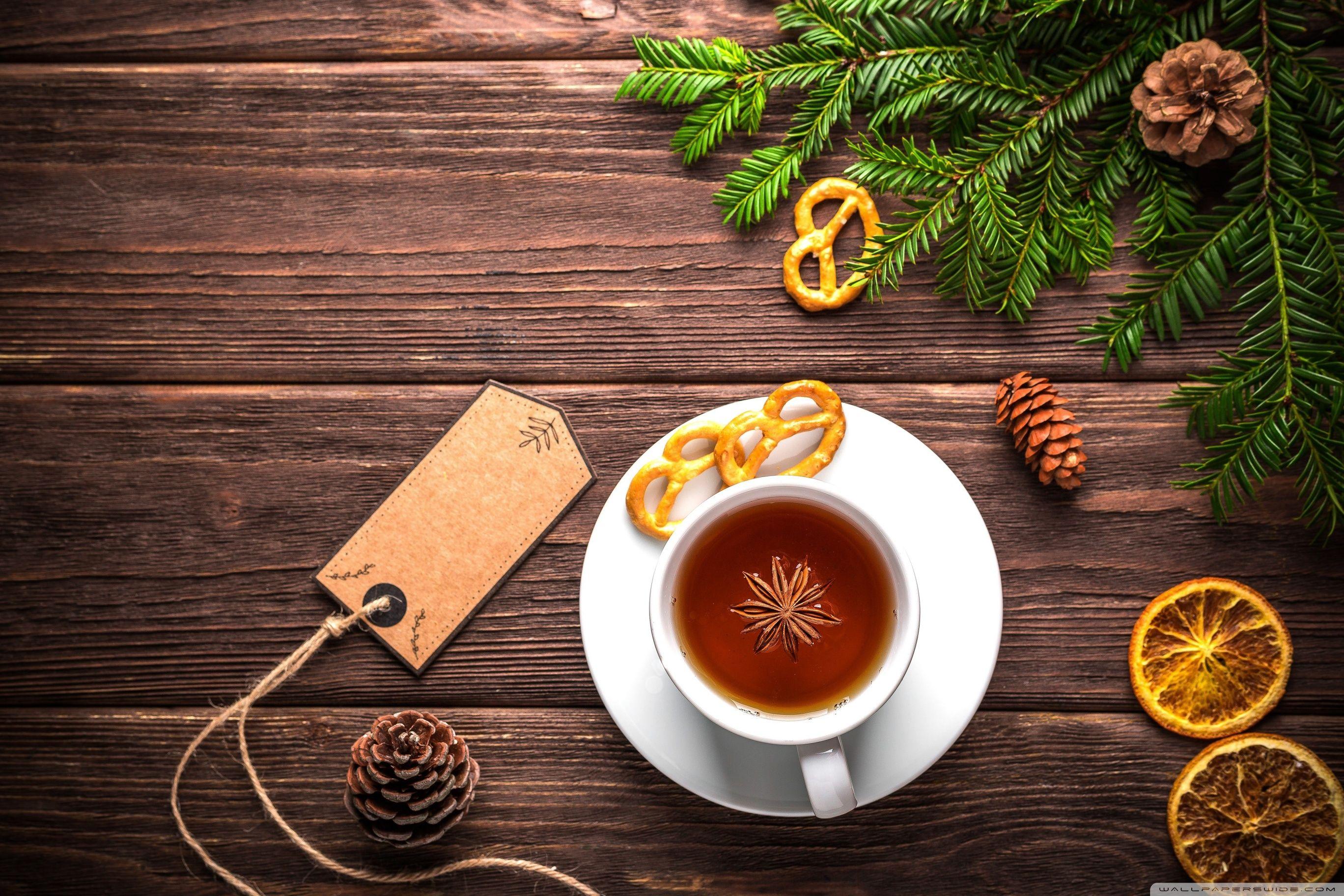2736x1824 Christmas Cup of Tea Ultra HD Desktop Background Wallpaper for 4K