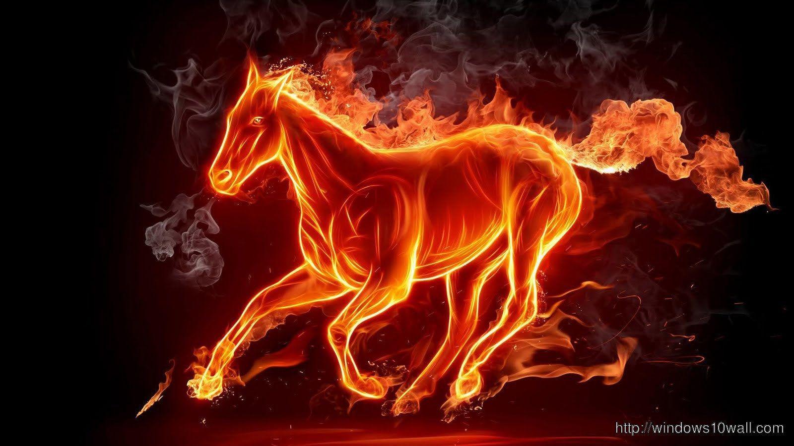 1600x900 Abstract Dark Fire Horse