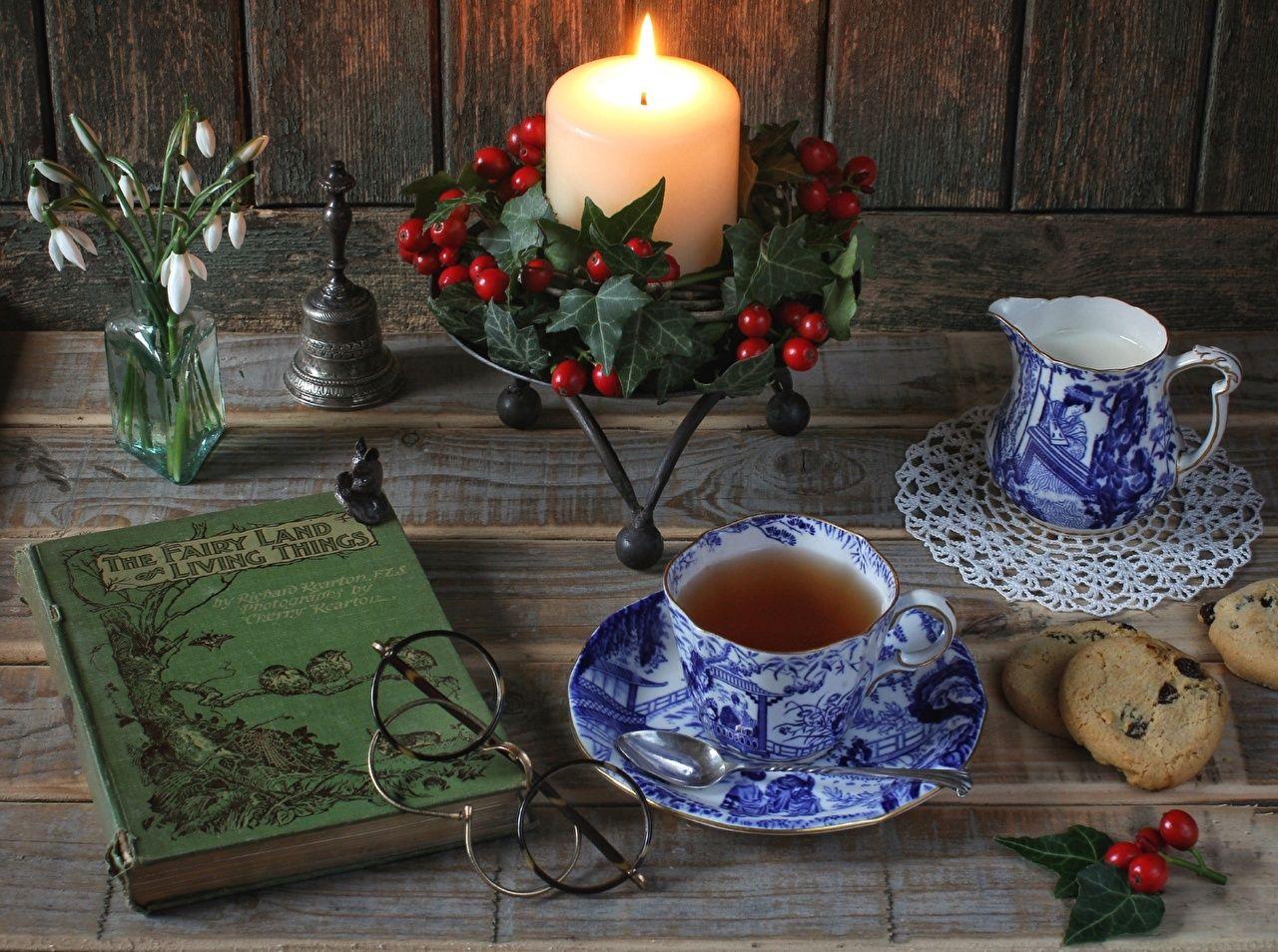 1280x954 Picture Tea Cup Food Book Candles Still Life