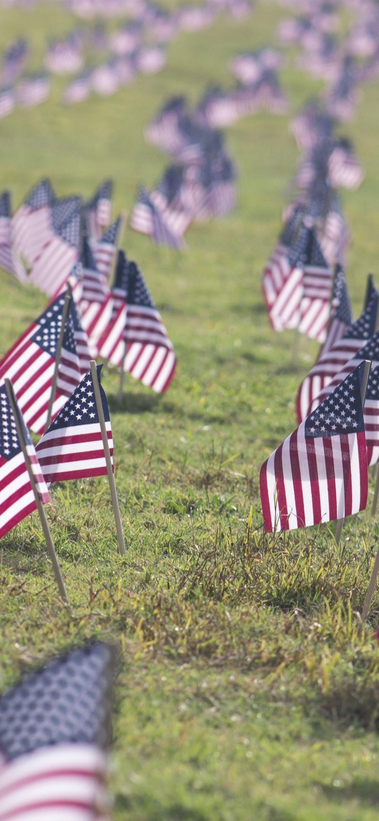 1242x2688 America Flag, Ground, Grass 1242x2688 IPhone 11 Pro XS Max