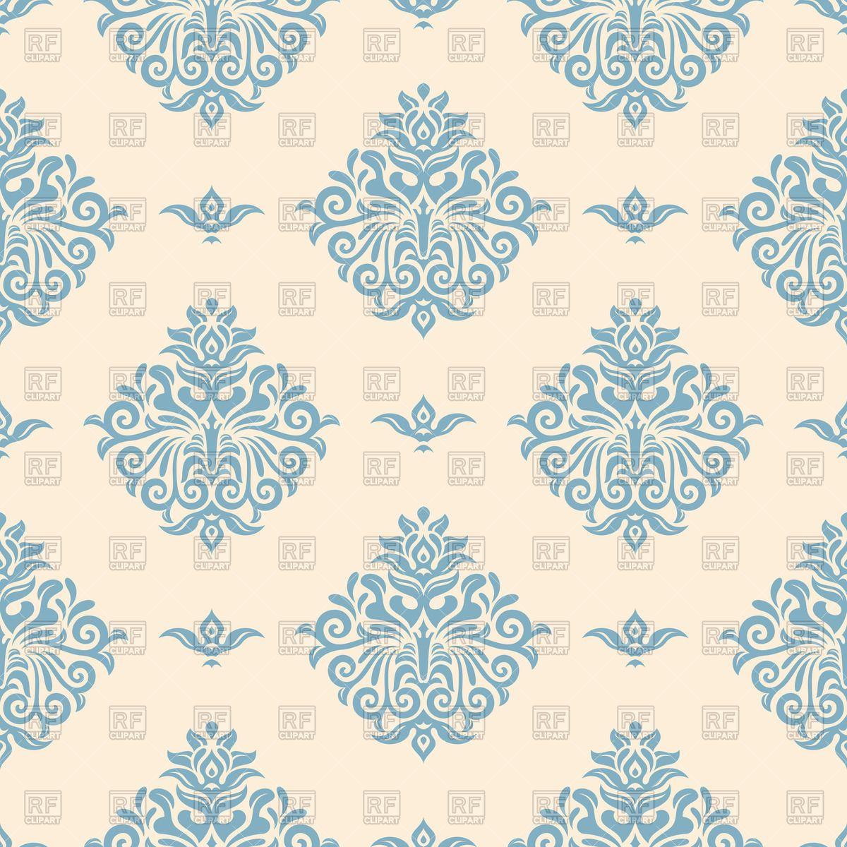 1200x1200 Blue Vintage Wallpaper With Victorian Ornament Vector