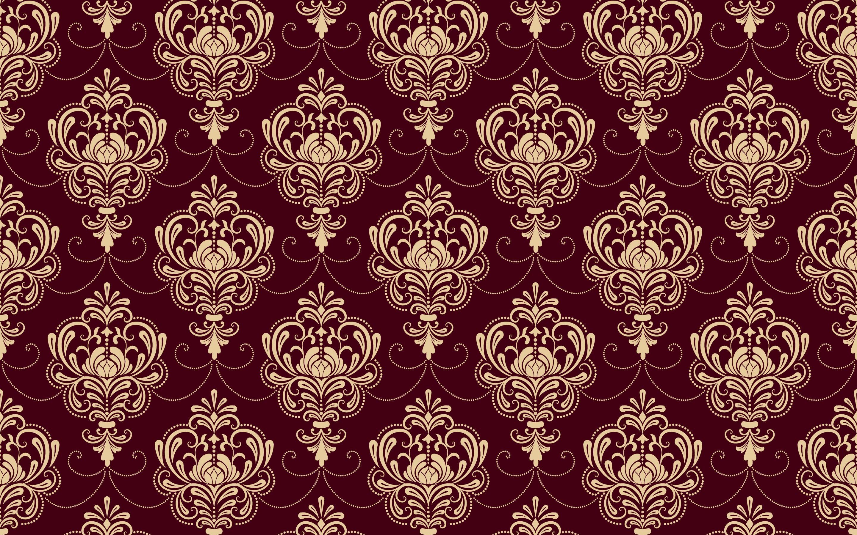 2880x1800 Download wallpaper seamless ornament, vintage texture, burgundy