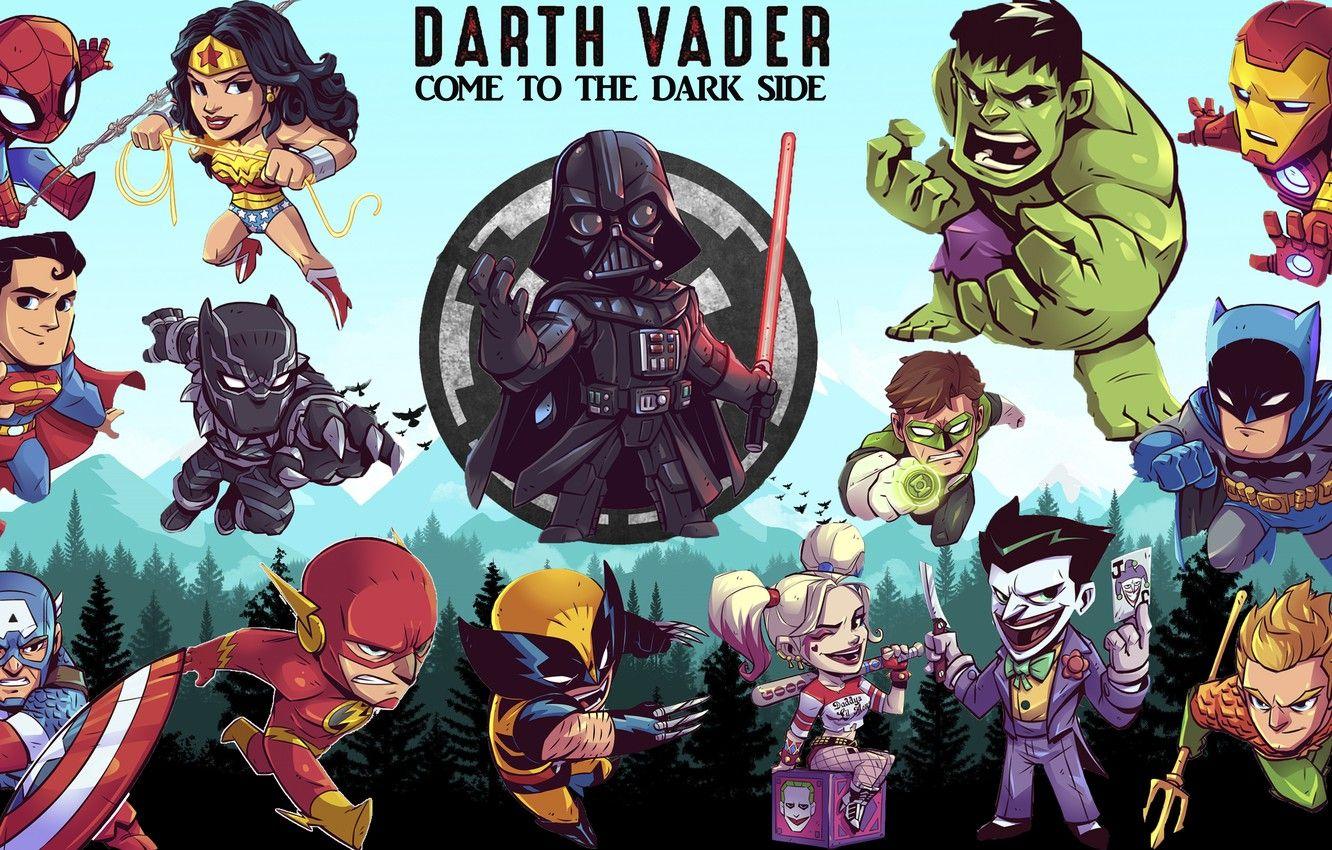 1332x850 Wallpaper Star Wars, Darth Vader, Wonder Woman, Hulk, Batman