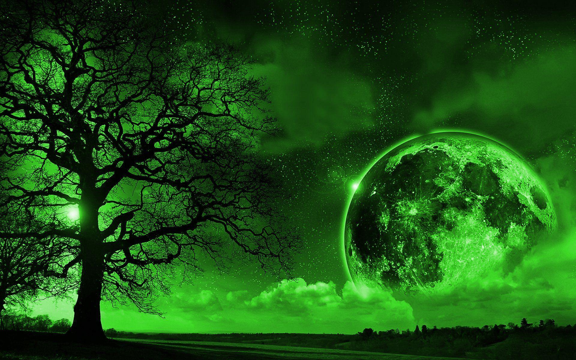 Green Moon Wallpapers - Top Free Green Moon Backgrounds - WallpaperAccess