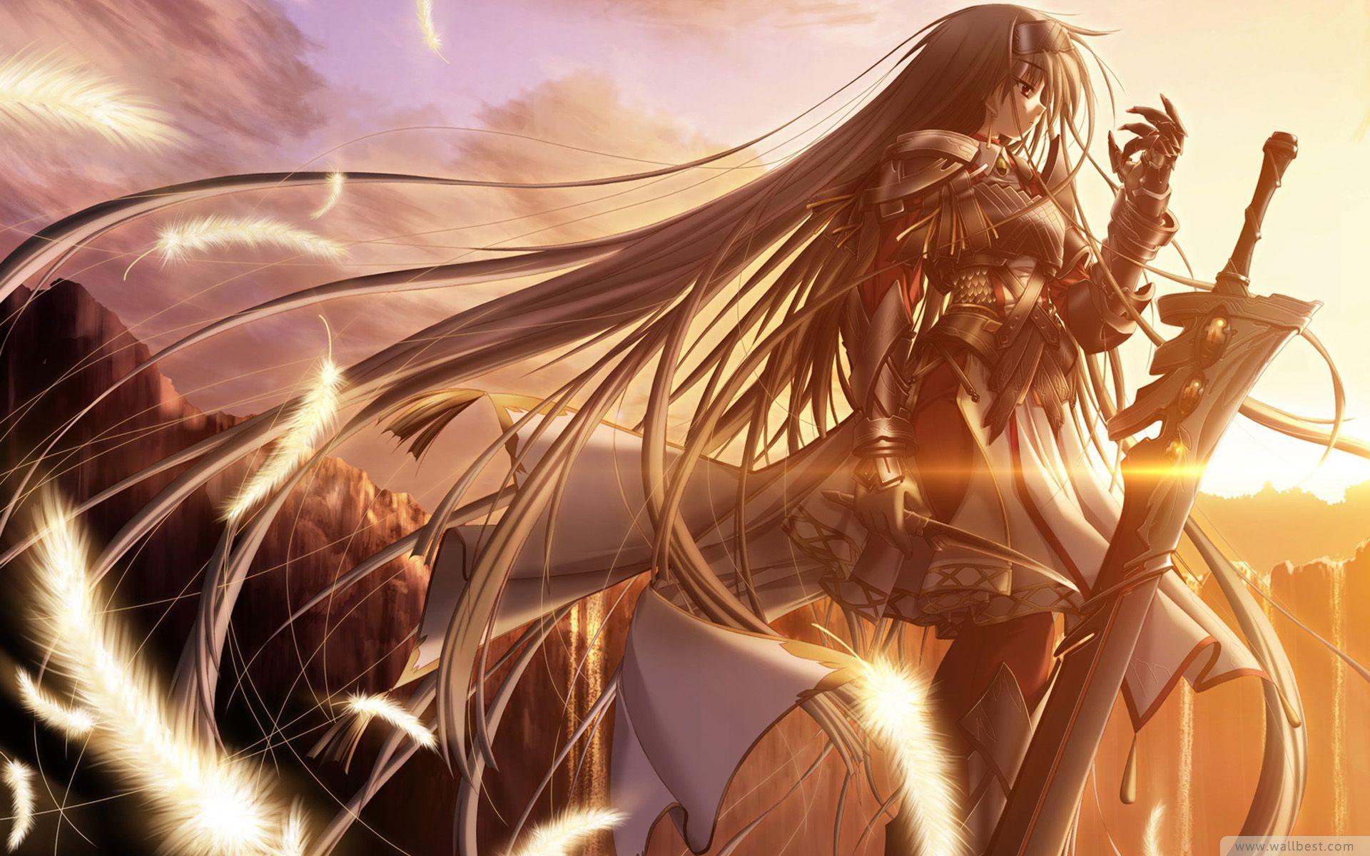 1920x1200 Beautiful Warrior Anime Girls Wallpaper